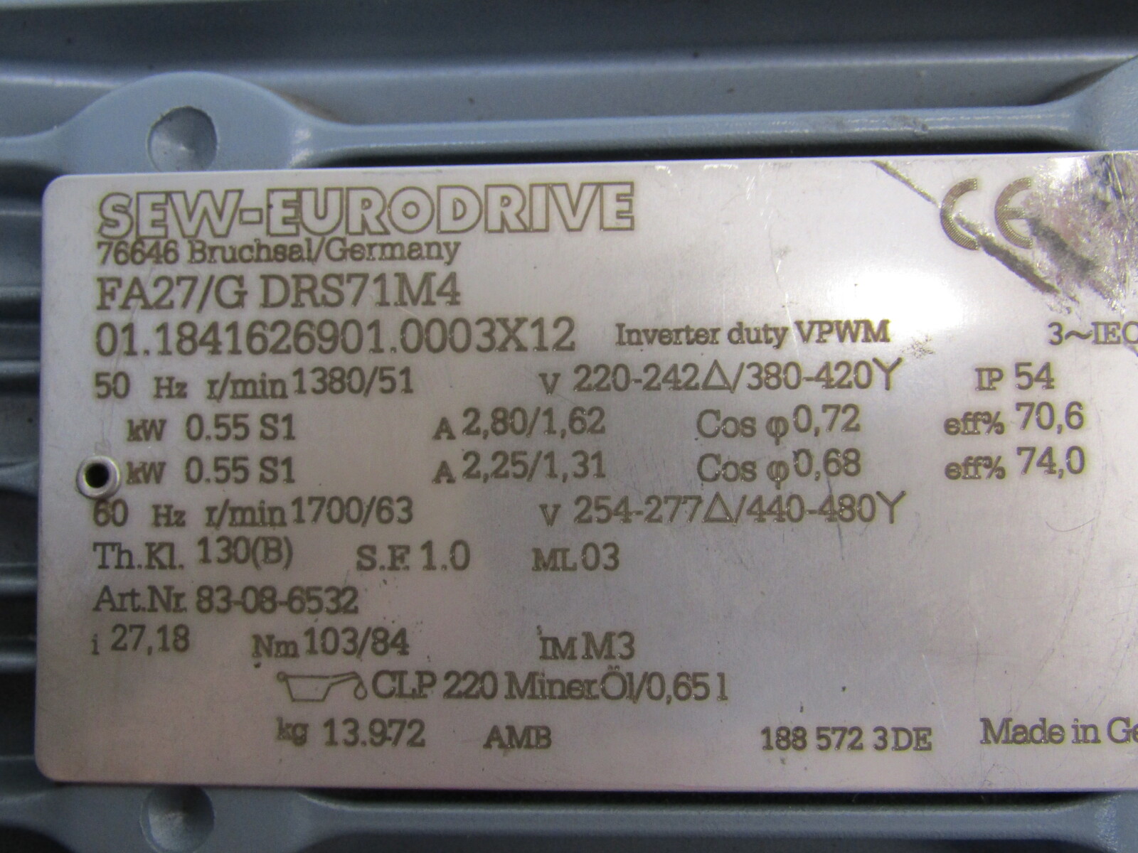 Mot-g 0.55 400V 50/60 table drive NXB SB